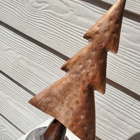 Rustic Metal Shabby Chic Mini Bronze Christmas Tree Home Decor Holiday Accent - Picture 9 of 15